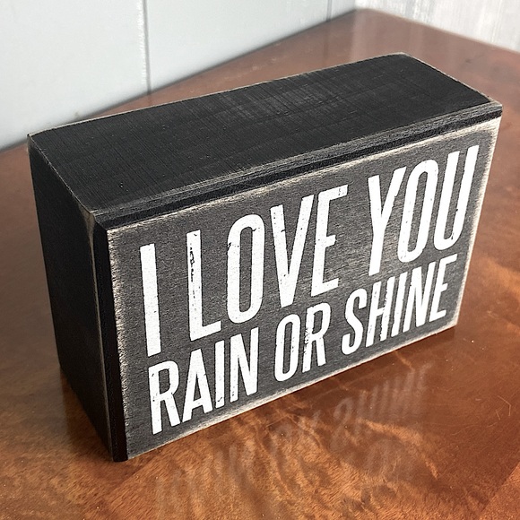 ⏳ LAST ONE! Primitives By Kathy Black & White Box Sign I Love You Rain or Shine - Picture 4 of 8